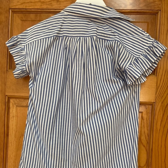 Pinstripe Button Down Shirt Blue/White Size XS - Picture 4 of 7